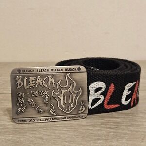 Vintage 2005 Anime Bleach Black Canvas Belt Made in Japan Bandai Measures 40x1.5